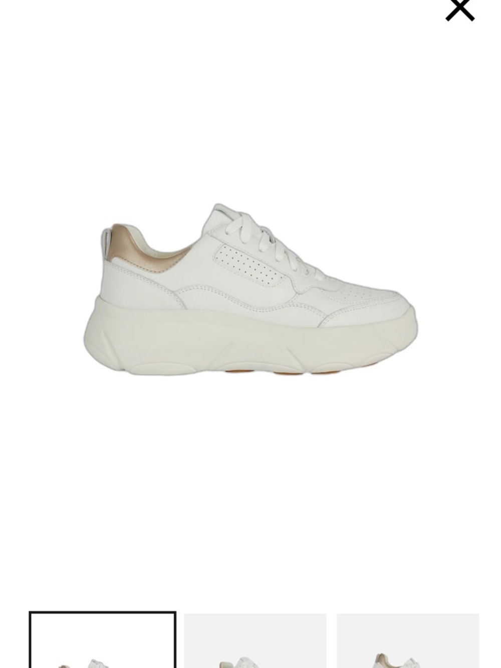 Geox Women's White and Metallic Beige Chunky-Lace Athletic Sneakers